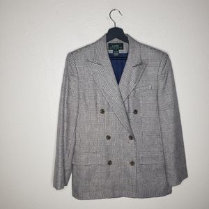 Lauren Ralph Lauren Houndstooth Wool Double Breasted Blazer